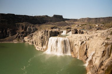 Shoshone Falls, Twin Falls, Idaho, ABD. Drone görünümü.