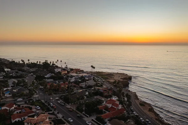 Aerial Drone Shot Sunset Cliffs Point Loma San Diego California — Foto de Stock
