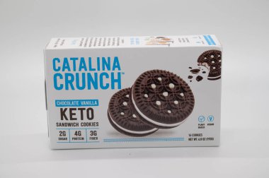 January 8. 2023, Bandon, Oregon. A package of Catalina crunch keto cookies on an isolated background.