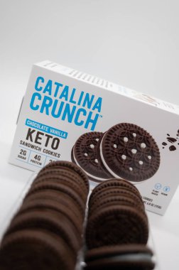 January 8. 2023, Bandon, Oregon. A package of Catalina crunch keto cookies on an isolated background.