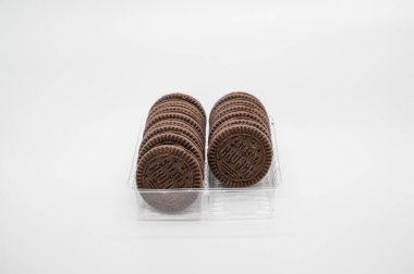 January 8. 2023, Bandon, Oregon. Chocolate vanilla Catalina Crunch Keto cookies on isolated on white background. 