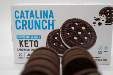 January 8. 2023, Bandon, Oregon. A package of Catalina crunch keto cookies on an isolated background.