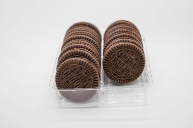 January 8. 2023, Bandon, Oregon. Chocolate vanilla Catalina Crunch Keto cookies on isolated on white background. 