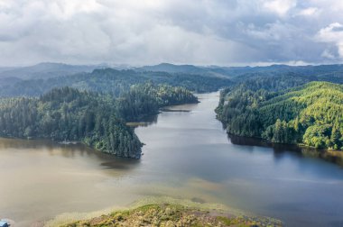 Aerial view of Tenmile Lake in Lakeside, Oregon Coast.  clipart