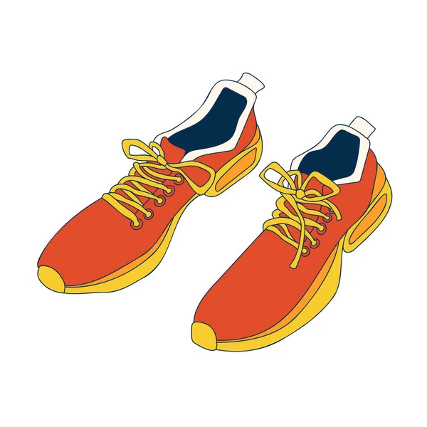 一双卡通片风格的运动鞋 手绘矢量图解 平面色彩设计 — 图库矢量图片