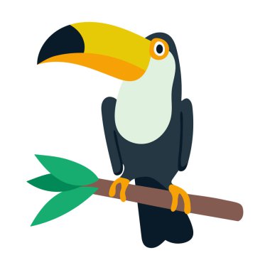Toucan simgesi - elle çizilmiş vektör çizimi. Düz renk tasarımı.