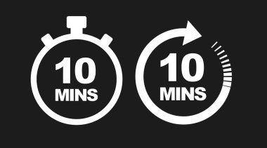 10 dakika ikon ayarlandı. İzole edilmiş düzenlenebilir illüstrasyonların vektörü