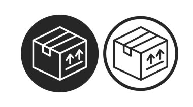 Kutu Simgesi Ayarlandı. İzole edilmiş düzenlenebilir kutu çizimlerinin vektörü