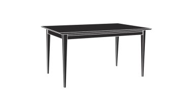 Tahta Masa 'nın İzole Edilmiş Vektörü. Siyah ve beyaz doğrusal resimleme