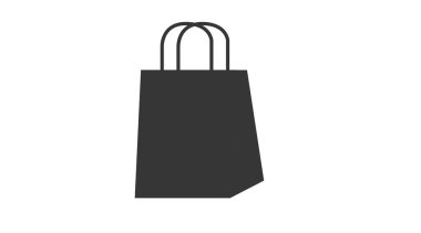 Take Away veya Shopping Bag Icon. Bir çantanın izole edilebilir siyah-beyaz görüntüsü