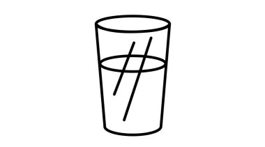 Su Kadehi Simgesi. Siyah ve beyaz vektör izole edilebilir illüstrasyon