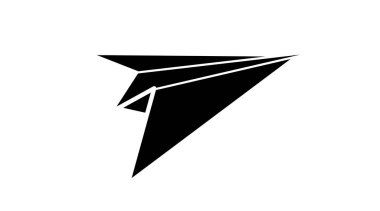 Kağıt Uçak Simgesi. Düzenlenebilir siyah-beyaz vektör simgesi