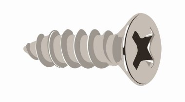 Bir vidanın izole edilmiş yansıması. Metal vida vektörel görüntü.