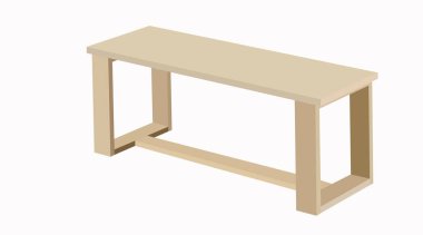 Tahta Benç. Tahta bir Benç 'in izole edilmiş düz çizimi.