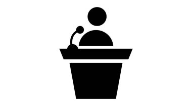 Sözcü Simgesi. Vektör izole düz düzenlenebilir siyah ve beyaz illüstrasyon