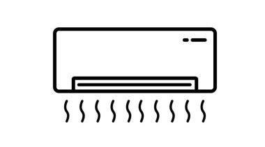 Klima Simgesi. Vektör siyah beyaz klima çizimini izole etti