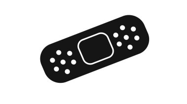 Yara bandı ikonu. Vektör, yara bandının siyah beyaz çizimini izole etti