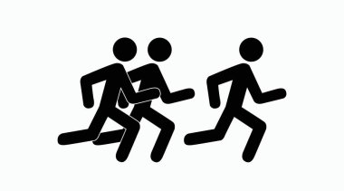Koşucular ya da Yarış Simgesi. Vektör izole edilebilir düz illüstrasyon