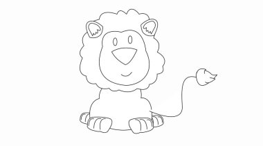 Çocuksu bir şekilde bir aslanın resmini çizmek. Düzenlenebilir vektör illüstrasyonu.