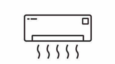 Klima Simgesi. Vektör siyah beyaz klima çizimini izole etti