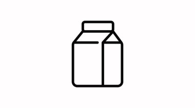 Süt kutusu simgesi. İzole edilmiş siyah beyaz süt kutusunun basit bir çizimi