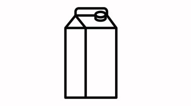 Süt kutusu simgesi. İzole edilmiş siyah beyaz süt kutusunun basit bir çizimi