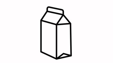 Süt kutusu simgesi. İzole edilmiş siyah beyaz süt kutusunun basit bir çizimi