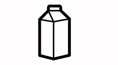 Süt kutusu simgesi. İzole edilmiş siyah beyaz süt kutusunun basit bir çizimi