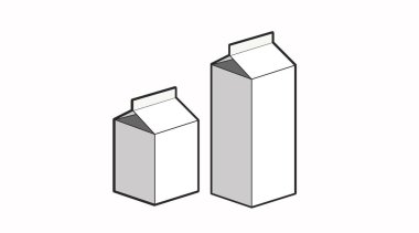 Süt kutusu simgesi seti. Bir süt kutusunun izole edilebilir siyah beyaz çizim kümesi