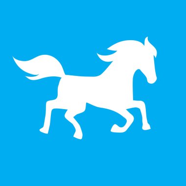 Siyah Siluet At Vektörü. Düz Biçim Koşan At Simgesi