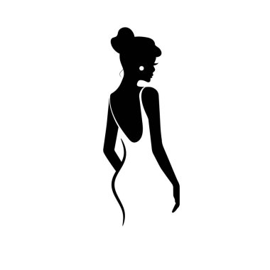 Bir kadının siluet profili. İzole edilmiş arkaplanda evrensel işaret.