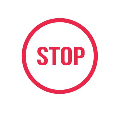 dur illüstrasyon tasarım ikonu.. vektör dur işareti simgesi. İşaret yok, kırmızı uyarı kapalı.