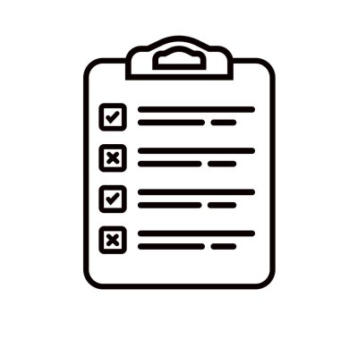 Düz biçimli kontrol listesi simgesine sahip pano. İzole edilmiş arka planda çalışma vektör çizimi planlama ve düzenleme. Belge imzalama iş konsepti.