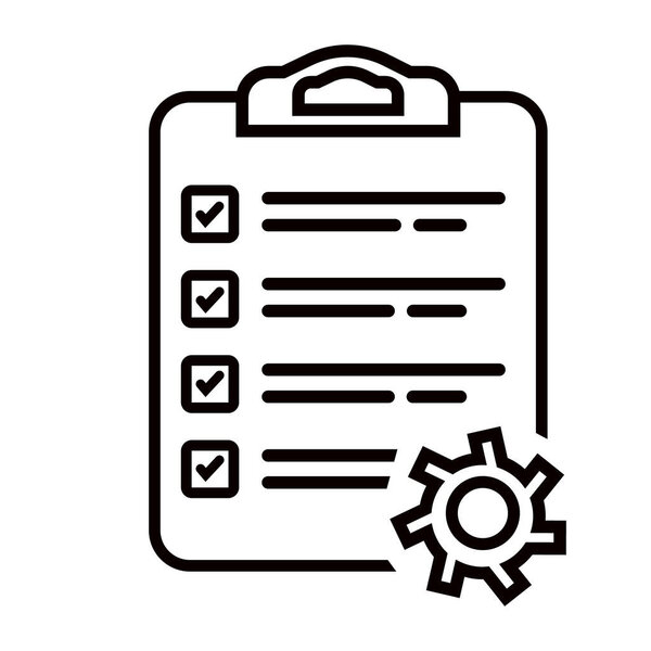 Буфер обмена с значком контрольного списка в плоском стиле. Планирование и организация работы векторной иллюстрации на изолированном фоне. Подписание документов бизнес-концепция.