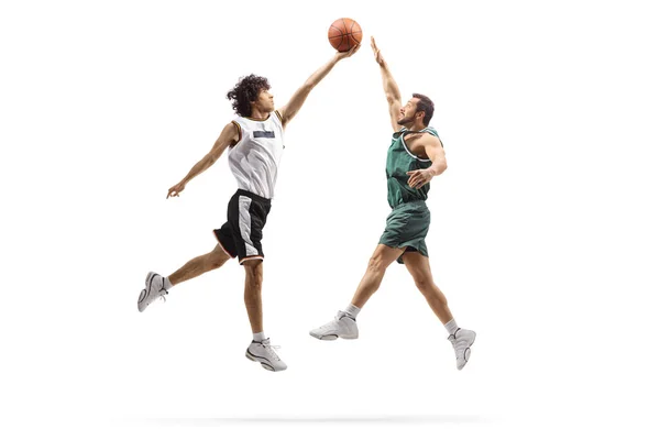 Profesionální Sportovci Hrají Basketbal Izolované Bílém Pozadí — Stock fotografie