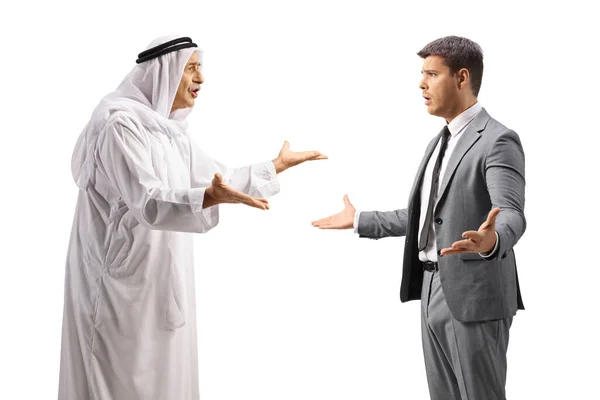 Арабський Чоловік Бізнесмен Які Боряться Ізольовано Білому Тлі — стокове фото
