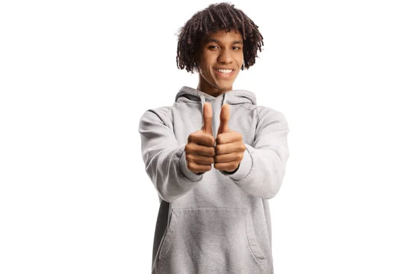 Веселий Молодий Афроамериканець Який Малює Пальцями Ізольованих Білому Фоні Долонях — стокове фото