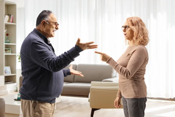 Husband Wife Arguing Home Living Room — Stock Photo, Image
