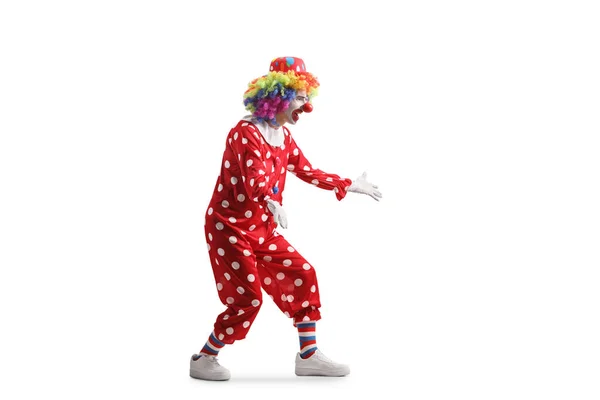 Повнометражний Знімок Збудженого Клоуна Який Чекає Щоб Обійняти Когось Ізольованого — стокове фото