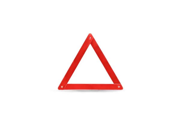 Sinal Parada Emergência Triângulo Vermelho Isolado Fundo Branco — Fotografia de Stock