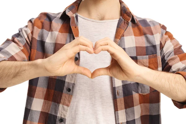 Hombre Haciendo Gestos Símbolo Del Corazón Con Las Manos Aisladas —  Fotos de Stock