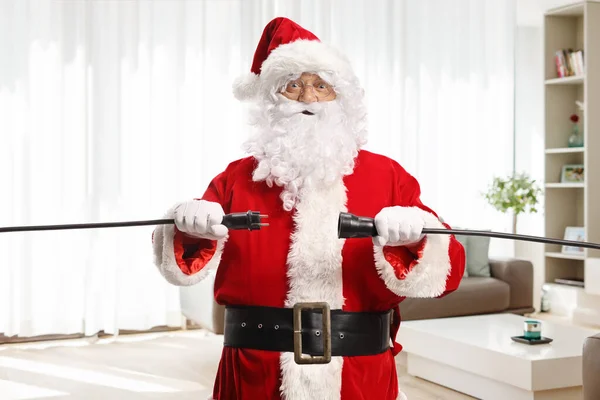Babbo Natale Scollegare Cavi All Interno Appartamento — Foto Stock
