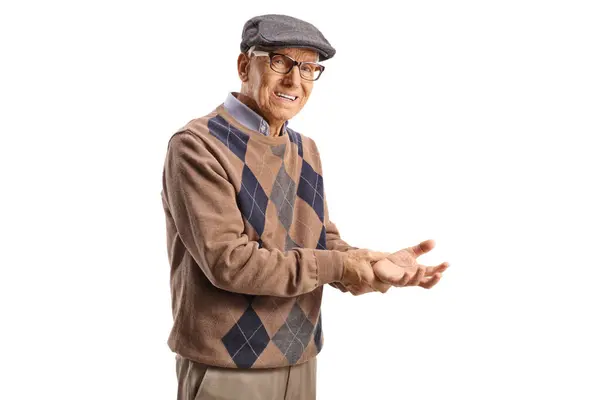 Älterer Mann Mit Schmerzhaftem Handgelenk Isoliert Auf Weißem Hintergrund — Stockfoto