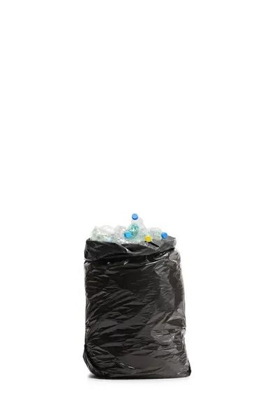 Black Waste Bag Bottles Isolated White Background — Stock Photo, Image