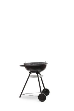 Beyaz arka planda izole edilmiş, taşınabilir ızgara.