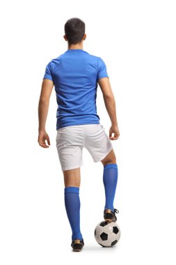 Beyaz arkaplanda izole edilmiş bir futbolcunun arka plan görüntüsü