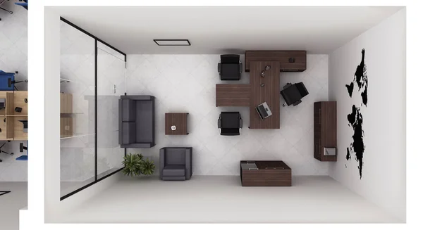 VIP office furniture top view 3D rendering