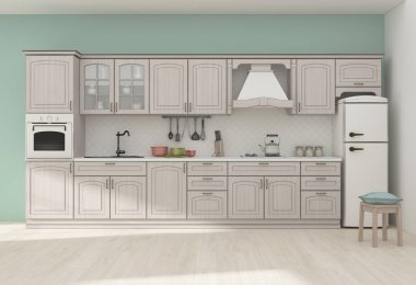 Mutfak iç renk ızgarası 3B oluşturma