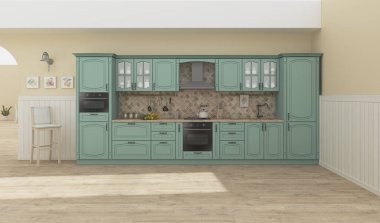 Mutfak iç renk ızgarası 3B oluşturma