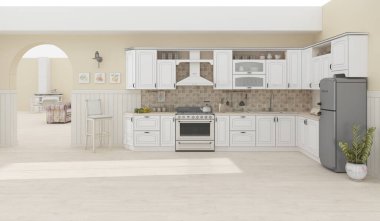 Mutfak iç renk ızgarası 3B oluşturma